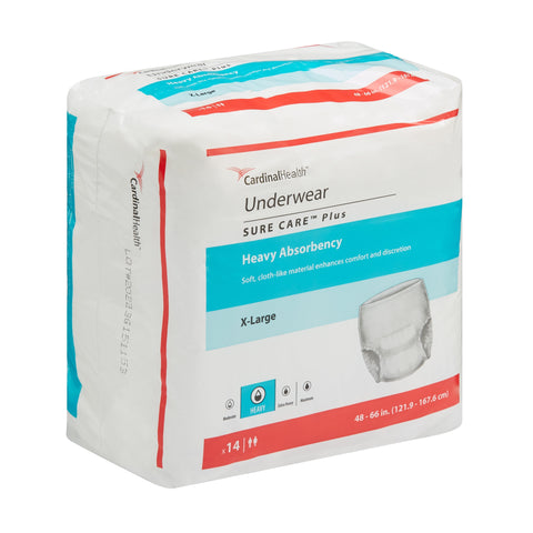 Absorbent Underwear Sure Care™ Plus Pull On with Tear Away Seams Adult X-Large Unisex Disposable Heavy Absorbency #1625