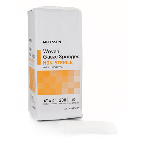 Gauze Sponge Woven Cotton 12-Ply  Square NonSterile