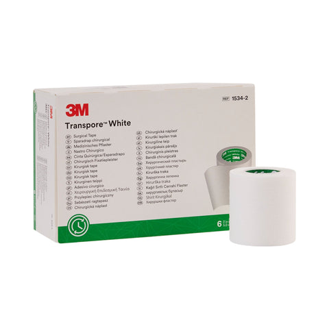 Medical Tape 3M™ Transpore™ White Bi-directional Tear Plastic White NonSterile
