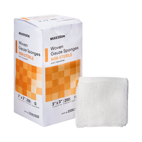 Gauze Sponge Cotton 8-Ply Square NonSterile