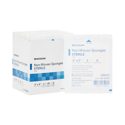 Nonwoven Sponge Polyester / Rayon 4-Ply Square Sterile- 2 Per Pack