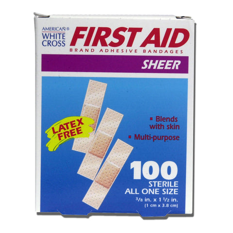 Adhesive Strip American® White Cross Plastic Rectangle Sheer Sterile