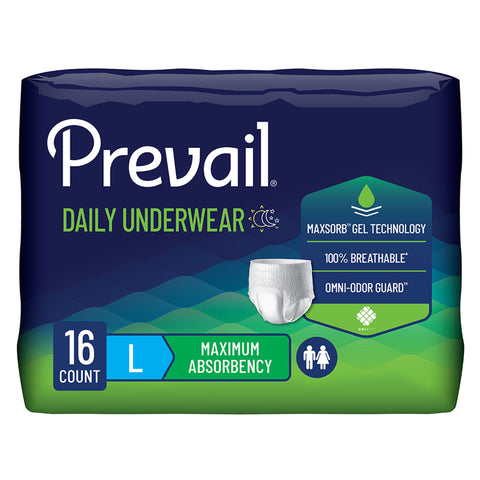 Absorbent Underwear Prevail® Daily Underwear Maximum Pull On with Tear Away Seams Adult Large Unisex Disposable Heavy Absorbency #PVS-513