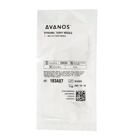 Epidural Needle AVANOS* Tuohy Style 18 Gauge 3-1/2 Inch Length Sterile #183A07