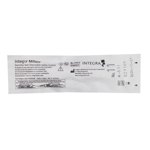 Safety Scalpel Miltex® No. 11 Stainless Steel / Plastic Classic Grip Handle Sterile Disposable #4-511