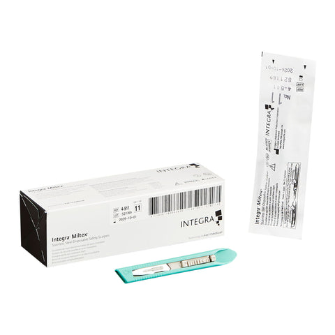 Safety Scalpel Miltex® No. 11 Stainless Steel / Plastic Classic Grip Handle Sterile Disposable #4-511