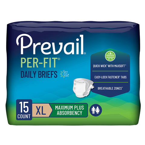 Incontinence Brief Prevail® Per-Fit® Maximum Plus Adult X-Large Unisex Disposable Heavy Absorbency #PF-014/1