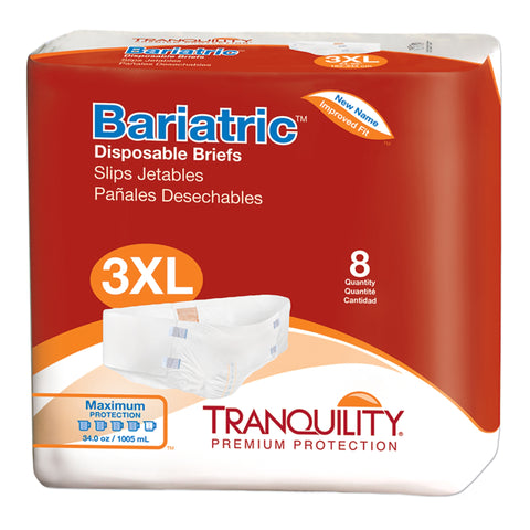Incontinence Brief Tranquility® Bariatric Adult 3X-Large Unisex Disposable Heavy Absorbency #2190