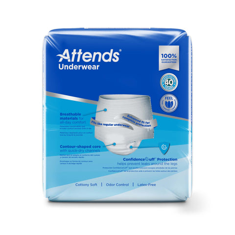 Absorbent Underwear Attends® Pull On with Tear Away Seams Adult X-Large Unisex Disposable Heavy Absorbency #APP0740