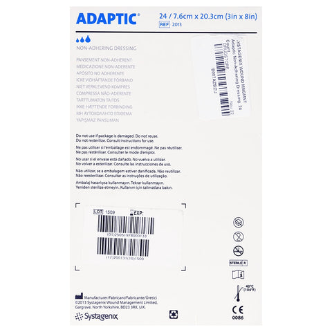 Oil Emulsion Impregnated Dressing 3M™ Adaptic™ Rectangle 3 X 8 Inch Sterile #2015