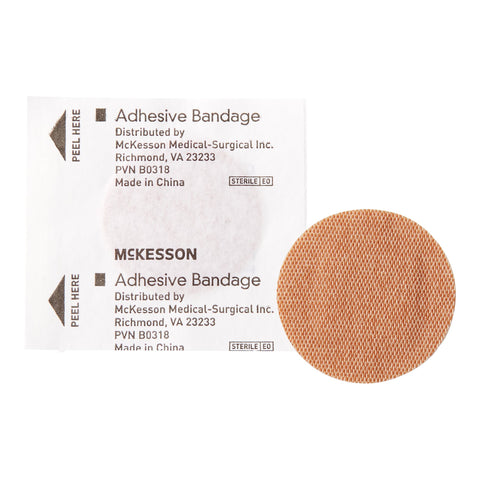 Adhesive Spot Bandage McKesson Fabric Tan 1 Inch Diameter Sterile #16-4812