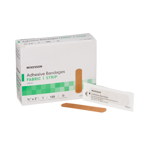 Adhesive Strip Fabric Rectangle Tan Sterile