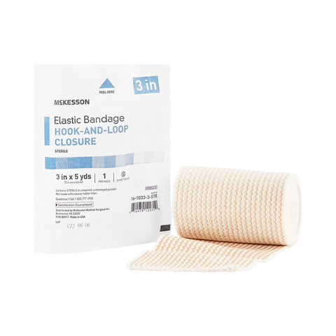 Elastic Bandage Standard Compression Hook and Loop Closure Tan Sterile