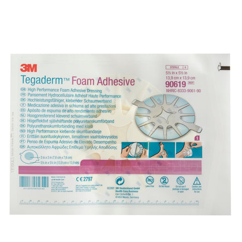 Solventum Corporation Foam Dressing 3M™ Tegaderm™ High Performance 5-1/2 X 5-1/2 Inch With Border Film Backing Acrylic Adhesive Heel Sterile #90619