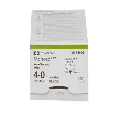 Nonabsorbable Suture with Needle Monosof™ Nylon P-13 3/8 Circle Precision Reverse Cutting Needle Size 4-0 Monofilament #SN-5699G