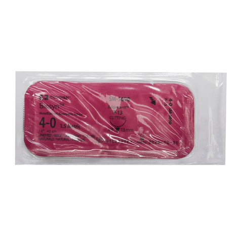 Absorbable Suture with Needle Biosyn™ Polyester P-13 3/8 Circle Precision Reverse Cutting Needle Size 4-0 Monofilament #SM-5690