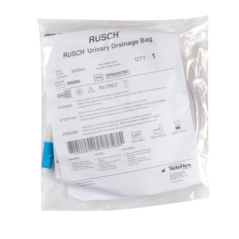 Teleflex Urinary Drain Bag Rusch® Anti-Reflux Valve Sterile 2,000 mL Vinyl #390060