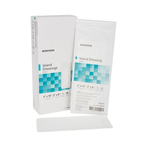 Adhesive Dressing Polypropylene / Rayon Rectangle White Sterile