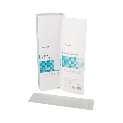Adhesive Dressing Polypropylene / Rayon Rectangle White Sterile
