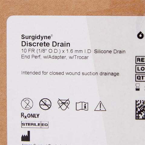 McKesson Wound Drain Tube Round Type With Trocar Round Perforated Channel Type 10 Fr. Size Sterile #370017
