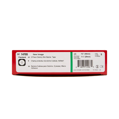 Hollister Ostomy Barrier New Image™ Flextend™ Precut 14705, Extended Wear Adhesive Tape 44 mm Flange Green Code System Hydrocolloid 1-1/8 Inch Opening