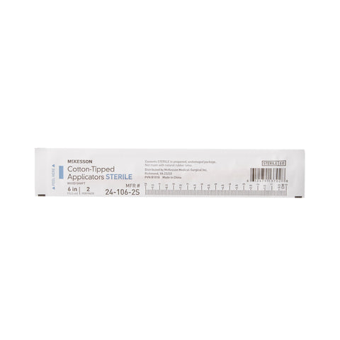 Swabstick McKesson Cotton Tip Wood Shaft 6 Inch Length Sterile 2 per Pack #24-106-2S