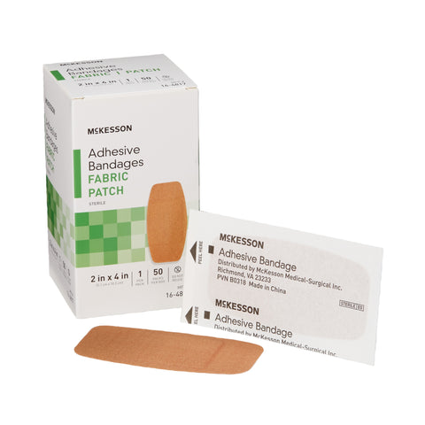 Adhesive Strip Fabric Rectangle Tan Sterile