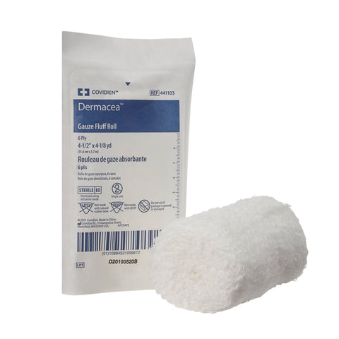 Fluff Bandage Roll Dermacea™ Gauze 6-Ply  Roll Shape Sterile
