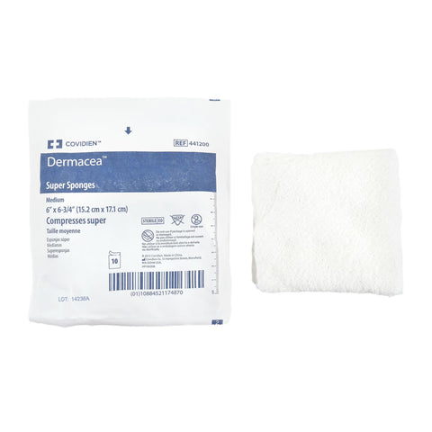 USP Type VII Gauze Sponge Dermacea™ Woven Gauze 12-Ply 6 X 6-3/4 Inch Rectangle Sterile #441200