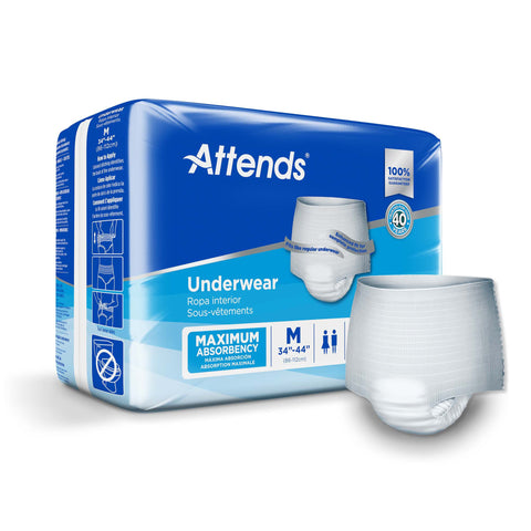 Absorbent Underwear Attends® Pull On with Tear Away Seams Adult Medium Unisex Disposable Heavy Absorbency #AP0720