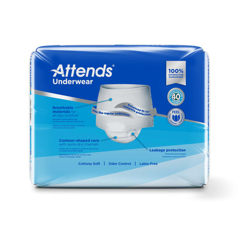 Absorbent Underwear Attends® Pull On with Tear Away Seams Adult Large Unisex Disposable Heavy Absorbency #AP0730