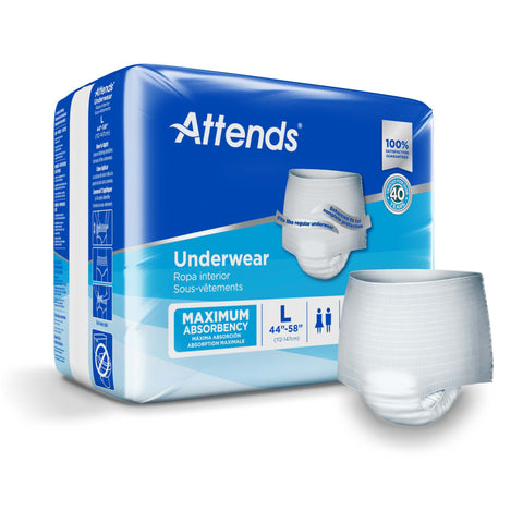Absorbent Underwear Attends® Pull On with Tear Away Seams Adult Large Unisex Disposable Heavy Absorbency #AP0730