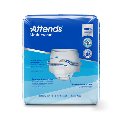 Absorbent Underwear Attends® Pull On with Tear Away Seams Adult X-Large Unisex Disposable Heavy Absorbency #AP0740