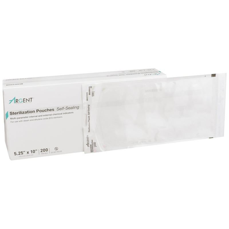Sterilization Pouch McKesson Argent™ Sure-Check® Ethylene Oxide (EO) Gas / Steam 5-1/4 X 10 Inch Transparent / Blue Self Seal Paper / Film #73-SSP382