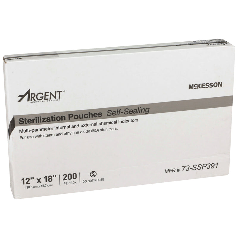 Sterilization Pouch McKesson Argent™ Sure-Check® Ethylene Oxide (EO) Gas / Steam 12 X 18 Inch Transparent / Blue Self Seal Paper / Film #73-SSP391