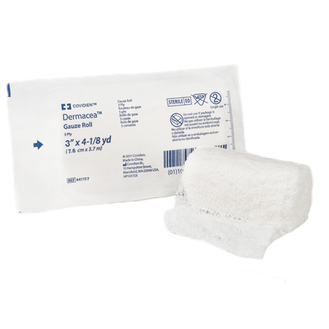 Fluff Bandage Roll Dermacea™ Gauze 6-Ply  Roll Shape Sterile