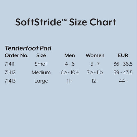 Metatarsal Insert Soft Stride™ Tender Foot Viscoelastic Polymer Women 8 to 10 / Men 6.5 to 8.5 #71412