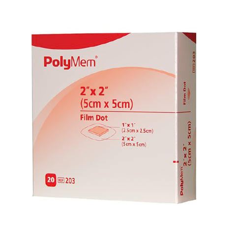 Ferris Manufacturing Foam Dressing PolyMem® 2 X 2 Inch With Border Film Backing Adhesive Square Sterile #203