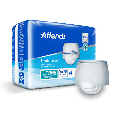 Absorbent Underwear Attends® Pull On with Tear Away Seams Adult Small Unisex Disposable Heavy Absorbency #APP0710