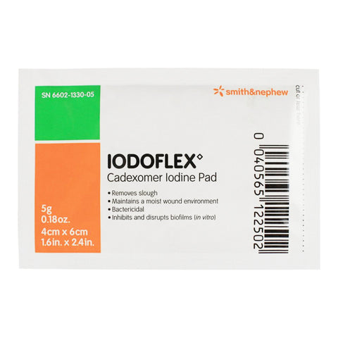 Smith & Nephew Iodophor Impregnated Dressing Iodoflex™ Pad Rectangle 1-1/2 X 2- 3/8 Inch Sterile #6602133005
