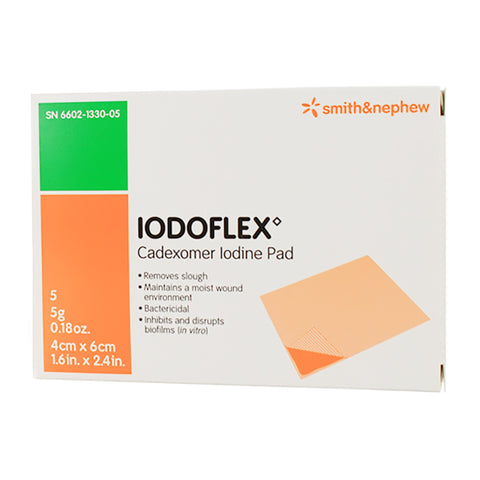 Smith & Nephew Iodophor Impregnated Dressing Iodoflex™ Pad Rectangle 1-1/2 X 2- 3/8 Inch Sterile #6602133005