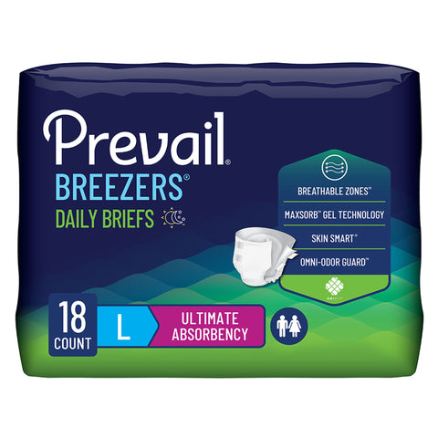 Incontinence Brief Prevail® Breezers® Adult Large Unisex Disposable Heavy Absorbency #PVB-013/2