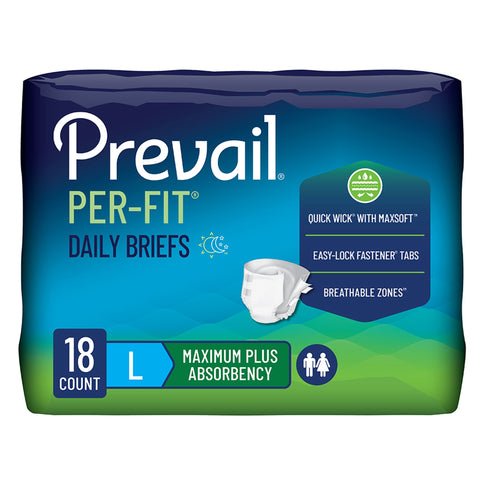 Incontinence Brief Prevail® Per-Fit® Maximum Plus Adult Large Unisex Disposable Heavy Absorbency #PF-013/1