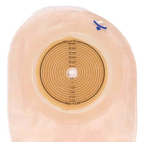 Coloplast Colostomy Pouch Assura® 15869 One-Piece System 11-1/2 Inch Length Flat, Trim to Fit 3/8 to 2-1/4 Inch Stoma Drainable
