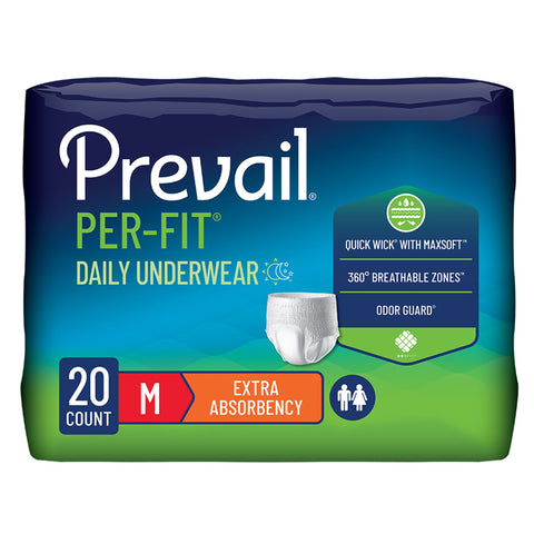 Absorbent Underwear Prevail® Per-Fit® Extra Pull On with Tear Away Seams Adult Medium Unisex Disposable Heavy Absorbency #PF-512
