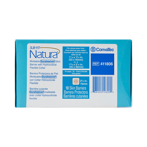 ConvaTec Ostomy Barrier Sur-Fit Natura® Durahesive® Moldable 411806, Extended Wear Durahesive® Adhesive 70 mm Flange Sur-Fit Natura® System Hydrocolloid 1-3/4 to 2-1/8 Inch Opening