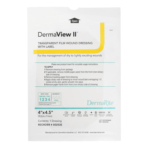 Transparent Film Dressing DermaView II™ 4 X 4-1/2 Inch Frame Style Delivery Rectangle Sterile #00253E