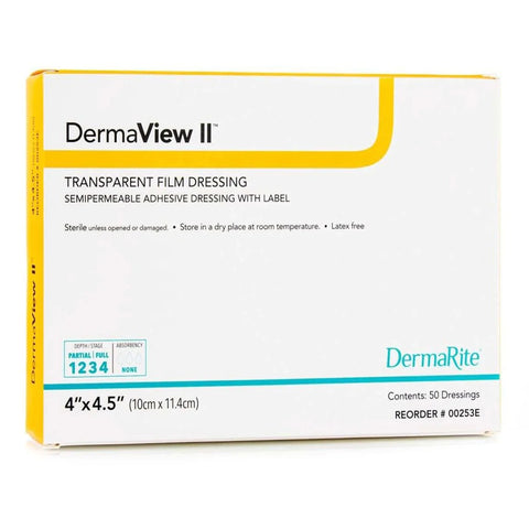 Transparent Film Dressing DermaView II™ 4 X 4-1/2 Inch Frame Style Delivery Rectangle Sterile #00253E