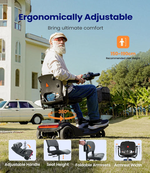 Flexible Lightweight 4 Wheel Mobility Scooter #D50