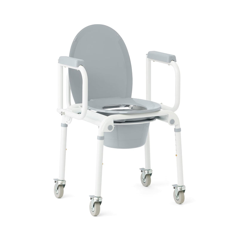 Medline Aluminum Drop-Arm Commode with 4 Locking Casters #G1-506DWX1